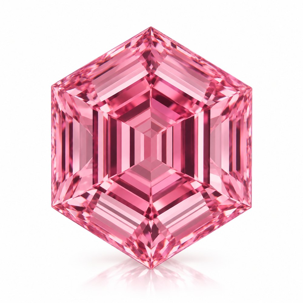 2.01ct Hexagonal Step Cut Fancy Intense Pink VS1 Lab Diamond (IGI Certified)