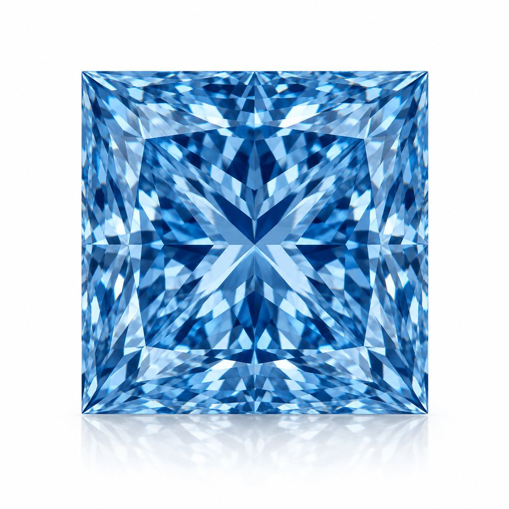 2.02ct Princess Cut Fancy Intense Blue VS2 Lab Diamond (IGI Certified)