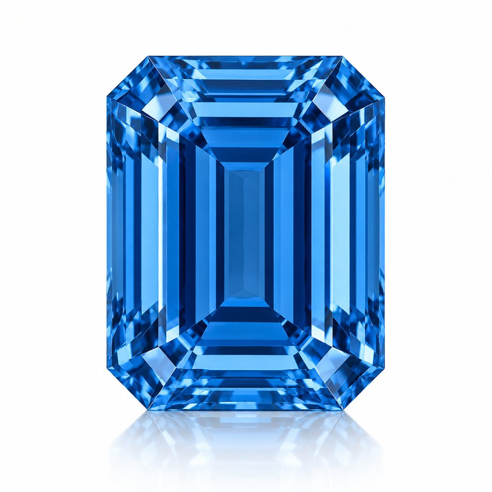 1.00ct Emerald Cut Fancy Vivid Blue VS1 Lab Diamond (IGI Certified)